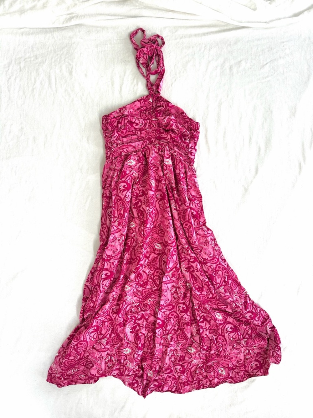 Pink Paisley Halter Maxi Dress